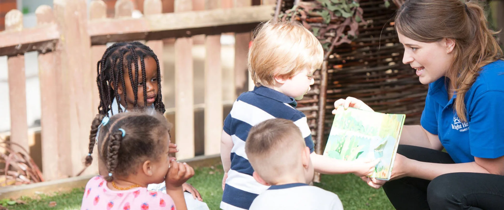 Parent visiting a nursery nearby during an open day.